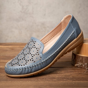 Femmes Floewrs Hollow Comfy Non Slip Casual Flat Mocassins