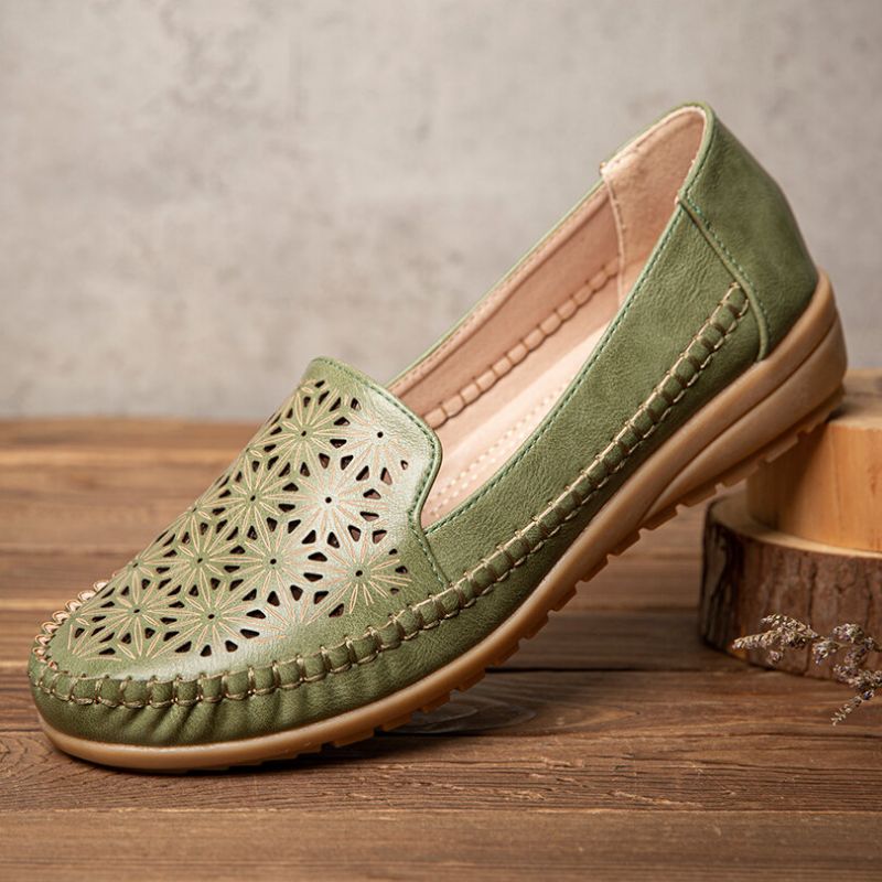 Femmes Floewrs Hollow Comfy Non Slip Casual Flat Mocassins