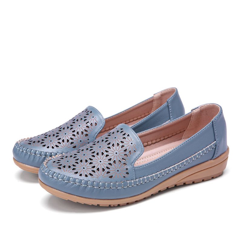 Femmes Floewrs Hollow Comfy Non Slip Casual Flat Mocassins