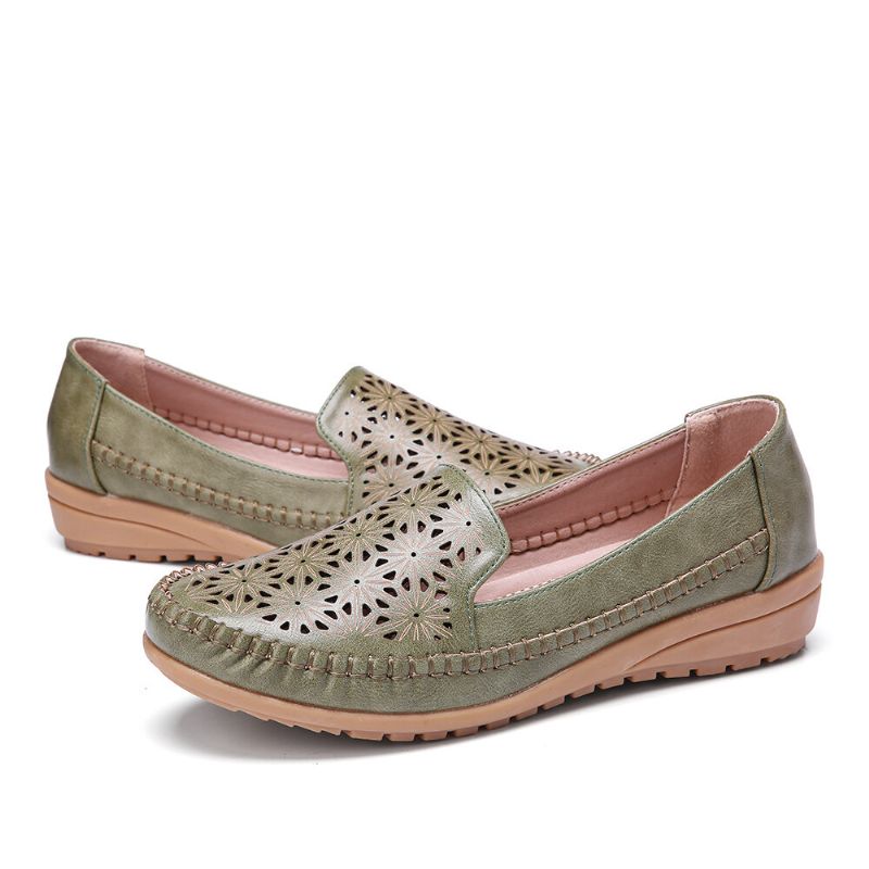 Femmes Floewrs Hollow Comfy Non Slip Casual Flat Mocassins