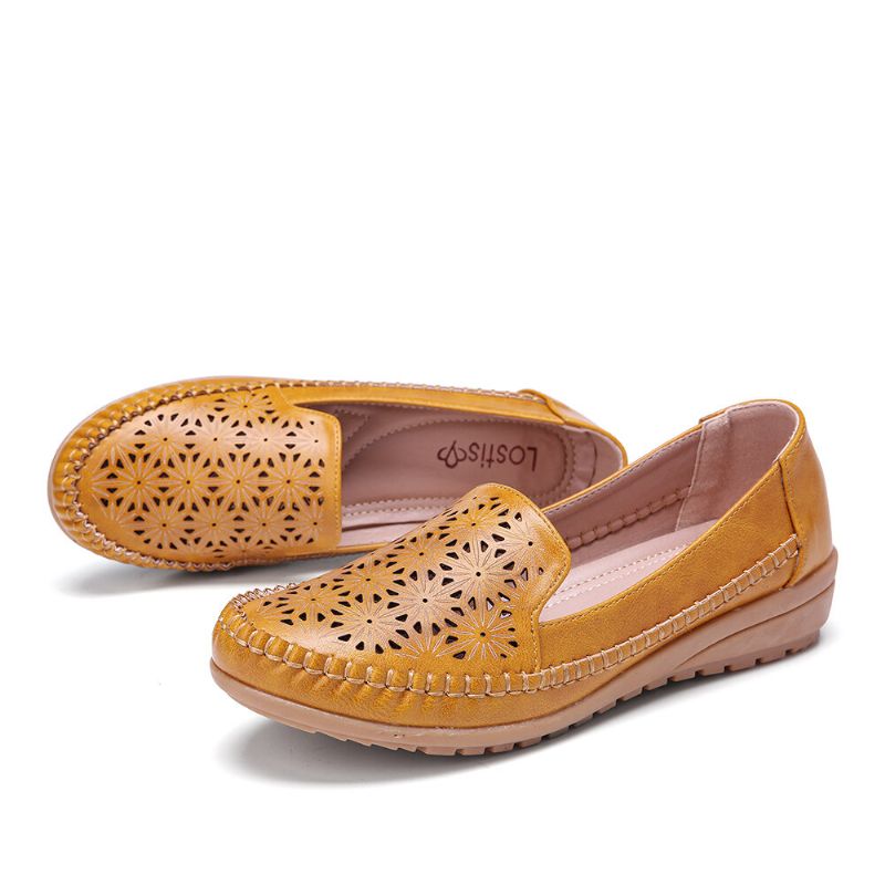 Femmes Floewrs Hollow Comfy Non Slip Casual Flat Mocassins