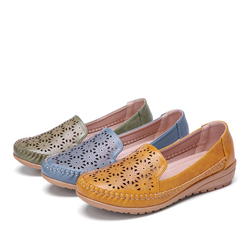 Femmes Floewrs Hollow Comfy Non Slip Casual Flat Mocassins