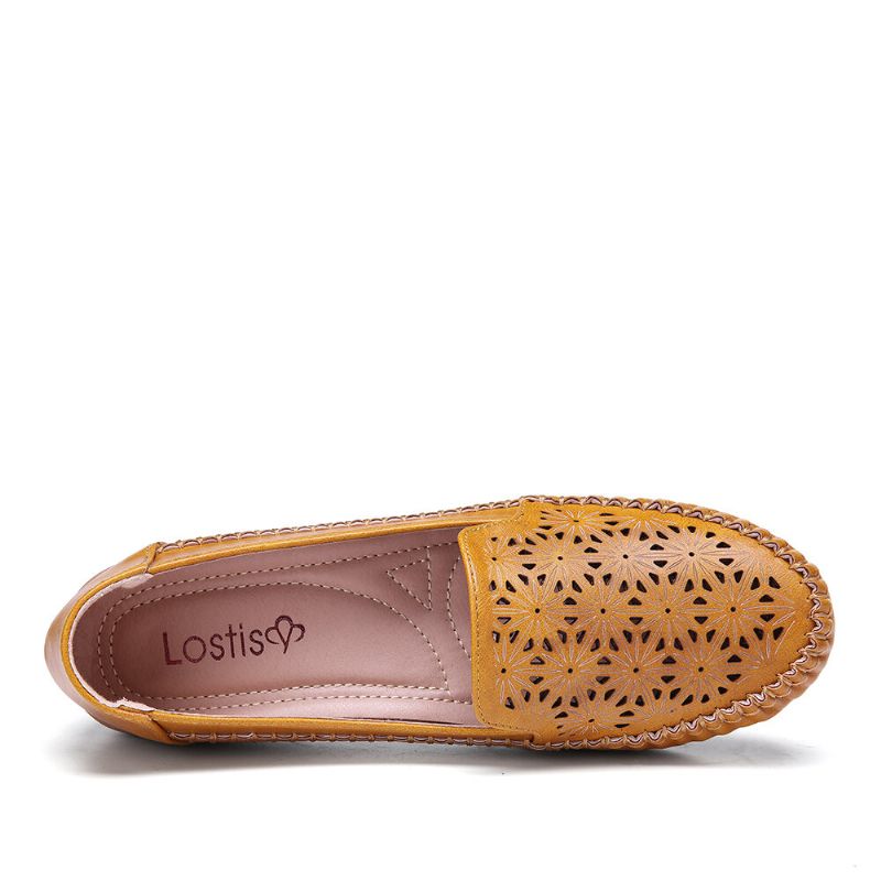 Femmes Floewrs Hollow Comfy Non Slip Casual Flat Mocassins