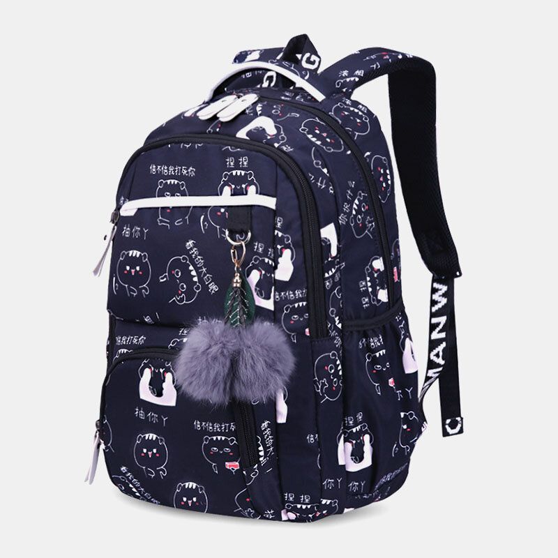 Femmes Fluffy Ball Imprimer Sac À Dos Multifonction Antivol Pour Ordinateur Portable