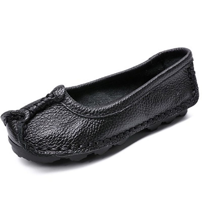 Femmes Folkways Stricing Confortable Respirant Casual Mocassins En Cuir