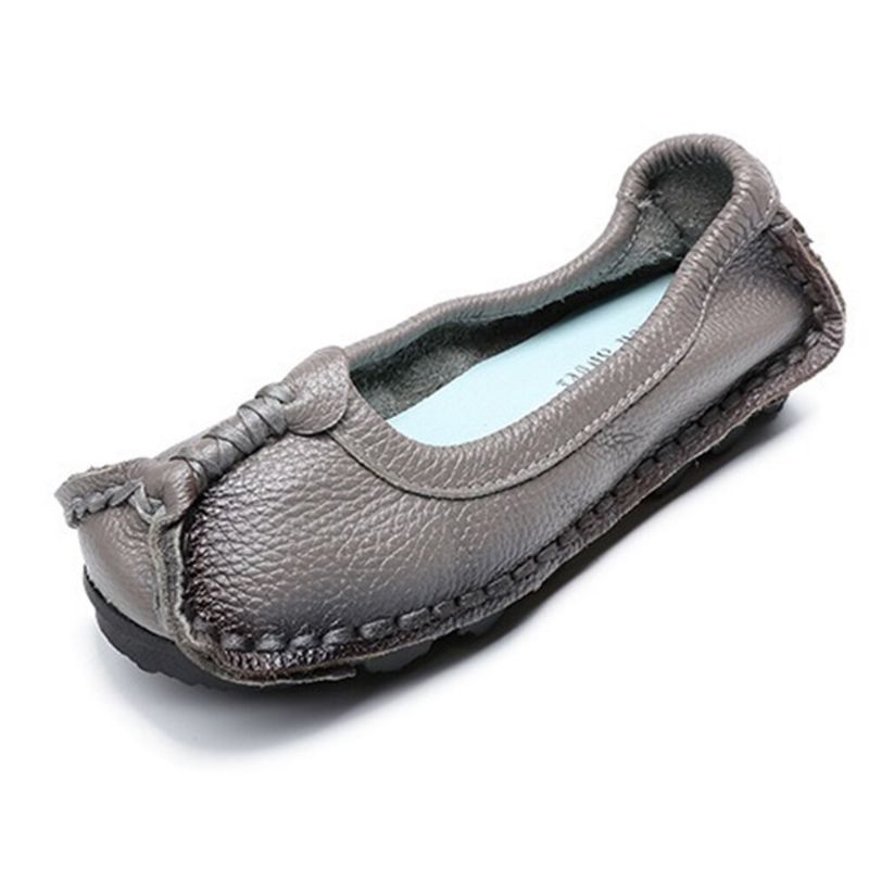 Femmes Folkways Stricing Confortable Respirant Casual Mocassins En Cuir