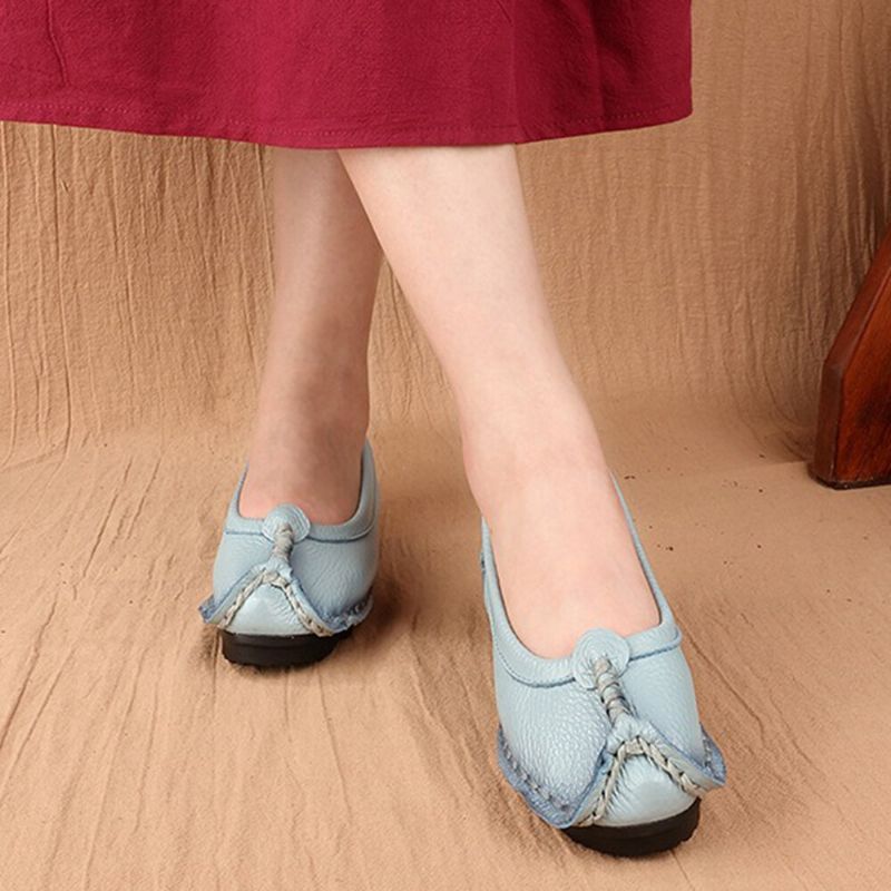 Femmes Folkways Stricing Confortable Respirant Casual Mocassins En Cuir