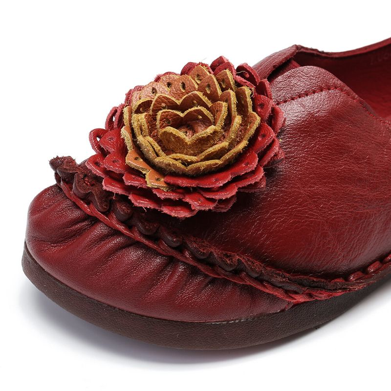 Femmes Folkways Stricing Flowers Comfy Soft Sole Casual Flat Mocassins