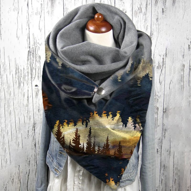 Femmes Forest Treetop Print Pattern Soft Personality Neck Protection Keep Warm Scarf