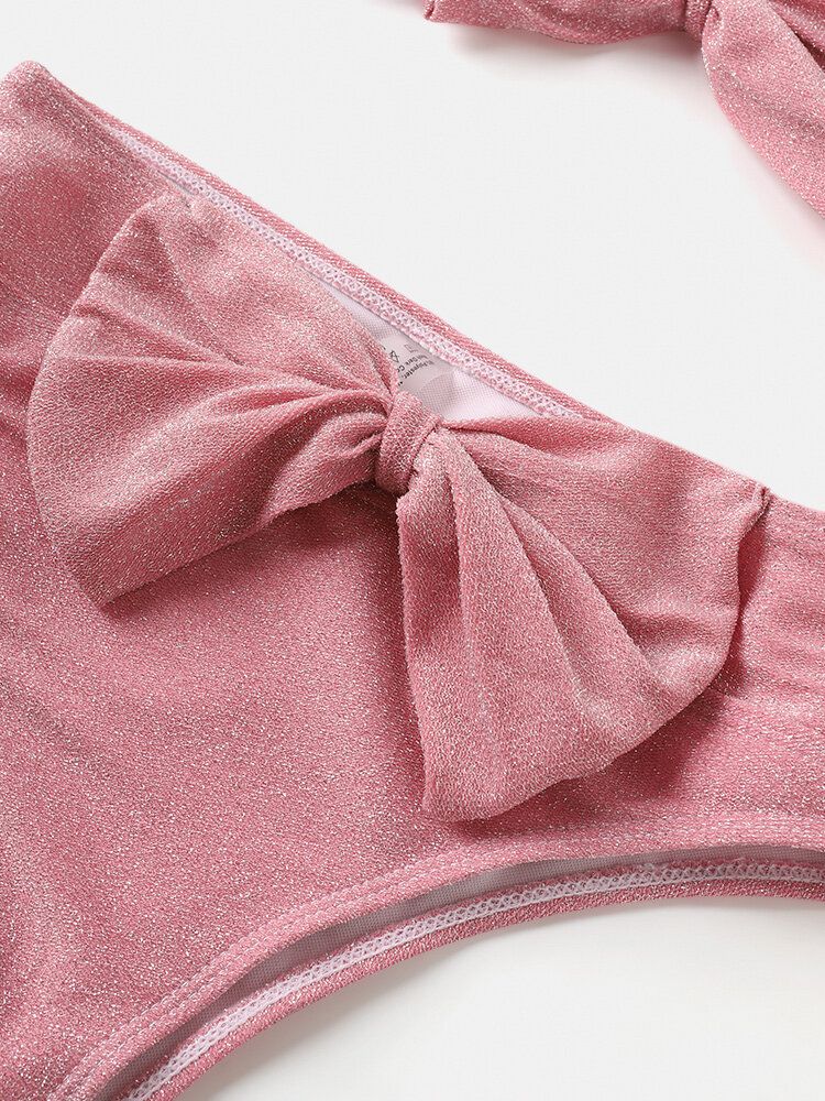 Femmes Grand Bowknot Sans Fil Fermeture Au Dos Bandeau Bikinis Maillots De Bain