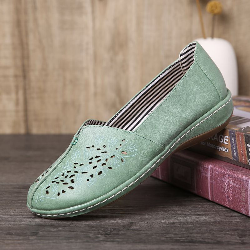 Femmes Hand Stricing Hollow Comfy Retro Casual Slip On Flats