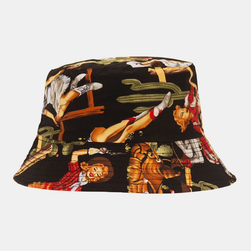 Femmes Hommes Caractère Fleur Motif Extérieur Décontracté Parasol Seau Chapeau