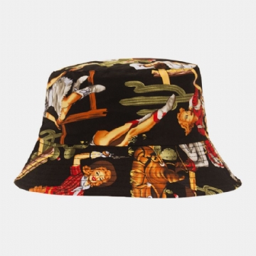 Femmes Hommes Caractère Fleur Motif Extérieur Décontracté Parasol Seau Chapeau