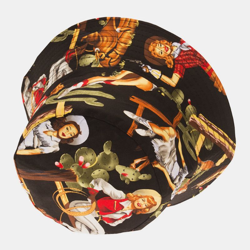 Femmes Hommes Caractère Fleur Motif Extérieur Décontracté Parasol Seau Chapeau