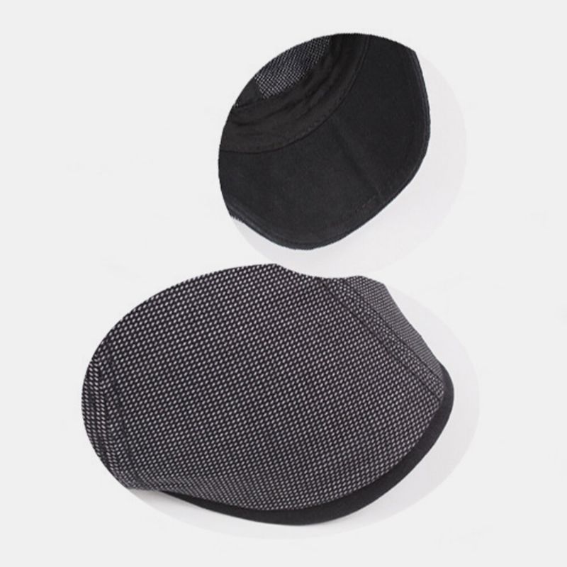 Femmes Hommes Coton Tissu Couture Suture Métal Badge Décontracté Réglable Plat Chapeau Béret Chapeau Avant Chapeau