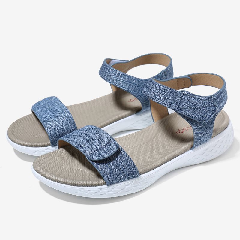 Femmes Hook Loop Open Toe Soft Sole Comfy Summer Casual Flat Sandals