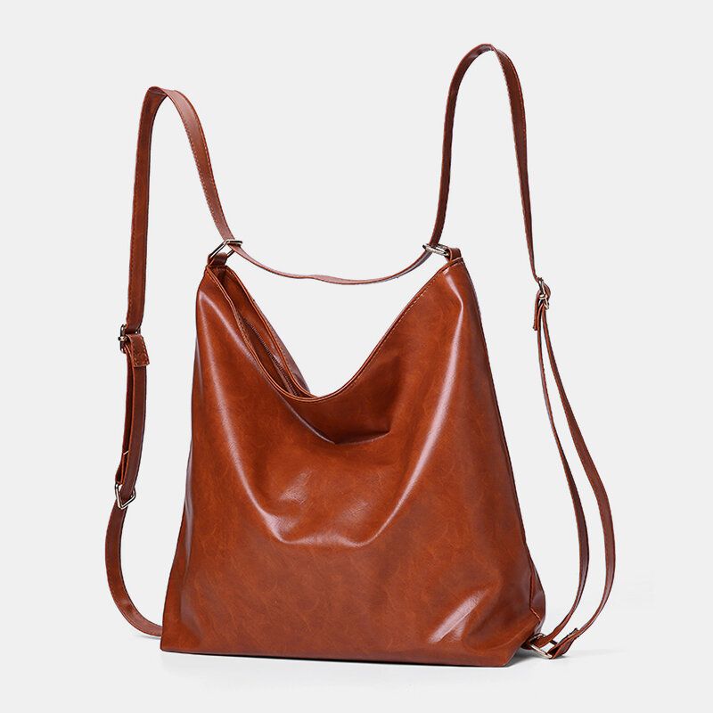 Femmes Huile Cire Cuir Grande Capacité Sac À Dos Sac À Bandoulière Sac À Main Sac À Langer Sac Hobo Sac Hobo Sac