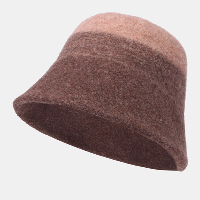 Femmes Laine Double Face Porter Chapeau Seau À Bord Court Extérieur Coupe-vent Chaud Chapeau De Pêcheur En Forme De Cloche