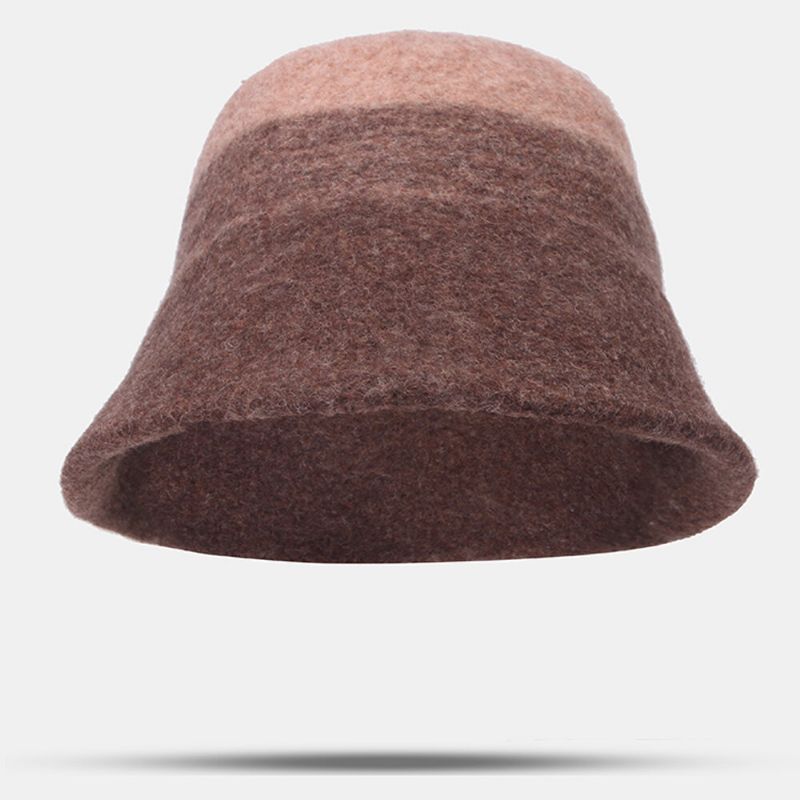 Femmes Laine Double Face Porter Chapeau Seau À Bord Court Extérieur Coupe-vent Chaud Chapeau De Pêcheur En Forme De Cloche