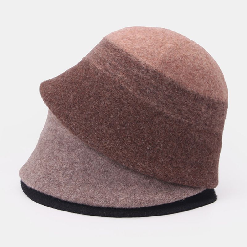 Femmes Laine Double Face Porter Chapeau Seau À Bord Court Extérieur Coupe-vent Chaud Chapeau De Pêcheur En Forme De Cloche