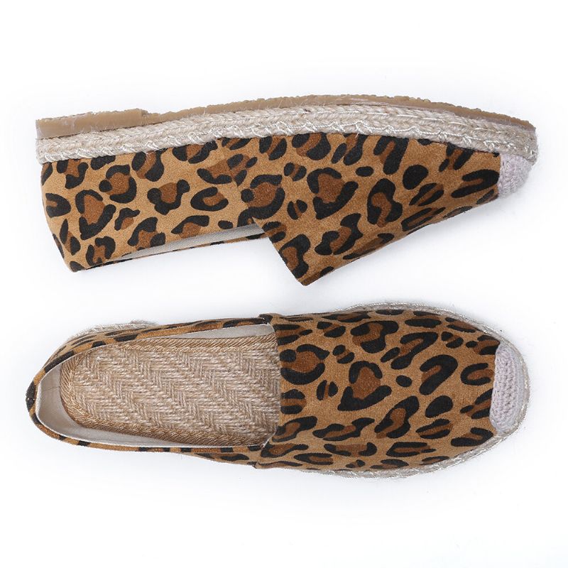 Femmes Léopard Impression Confortable Léger Casual Slip On Espadrilles Appartements