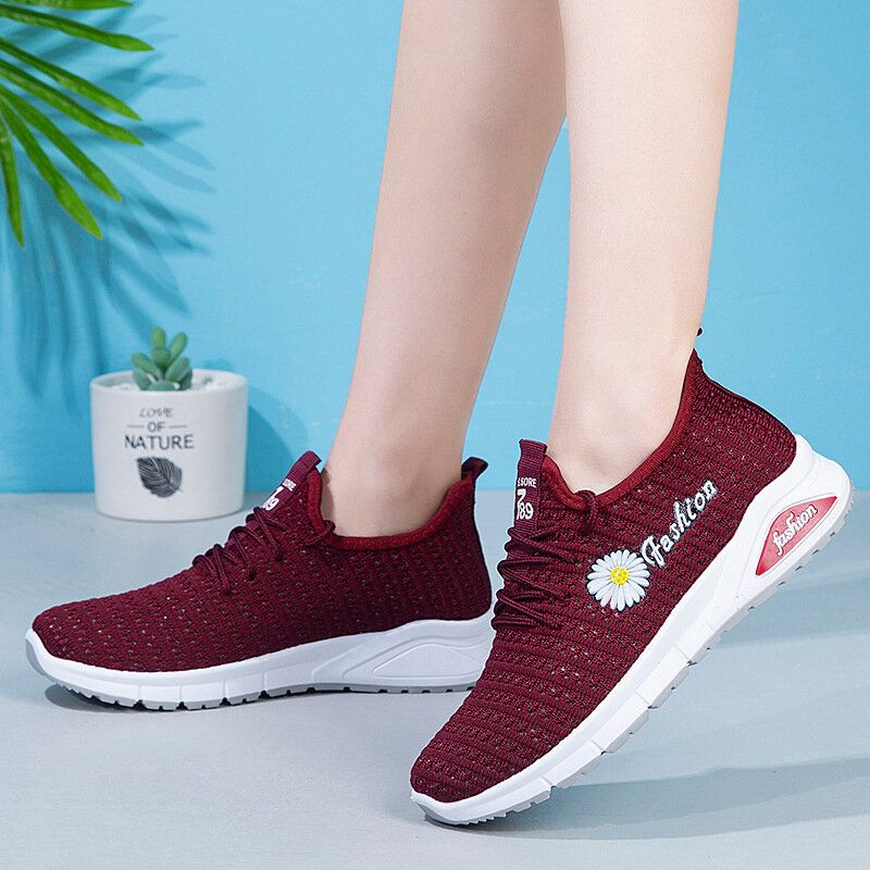 Femmes Lettre Parttern Tissu Respirant Wearable Sports Casual Sneakers