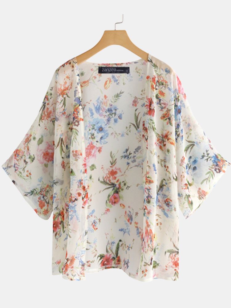 Femmes Manches Chauve-souris Imprimé Floral Style Bohème Simple Casual Cardigan