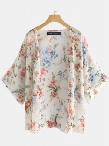 Femmes Manches Chauve-souris Imprimé Floral Style Bohème Simple Casual Cardigan