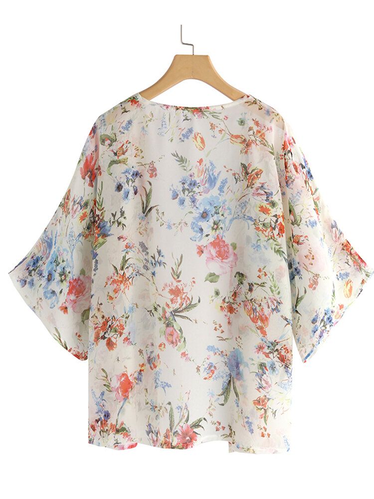 Femmes Manches Chauve-souris Imprimé Floral Style Bohème Simple Casual Cardigan