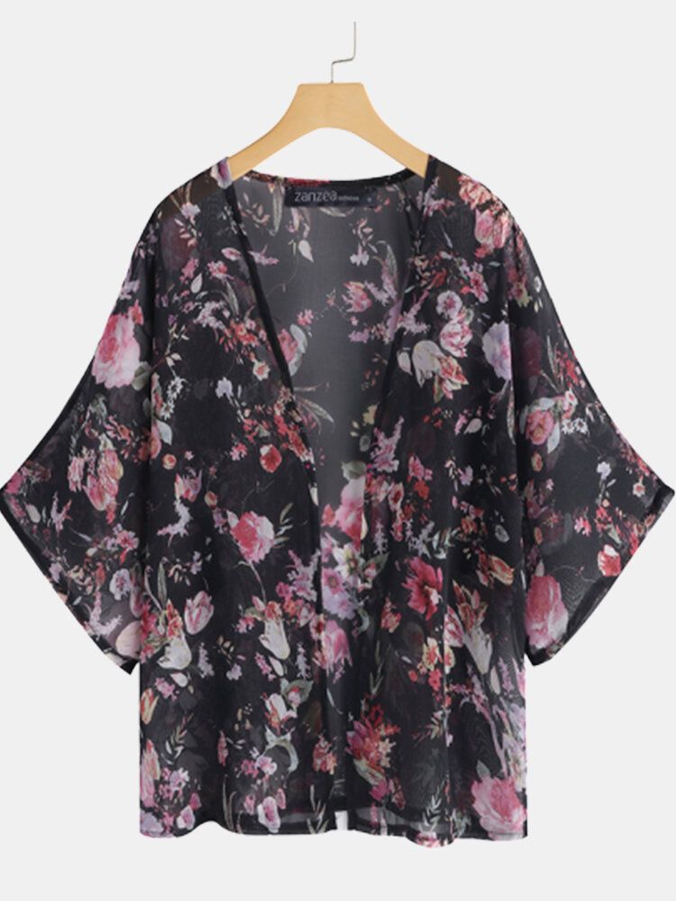 Femmes Manches Chauve-souris Imprimé Floral Style Bohème Simple Casual Cardigan