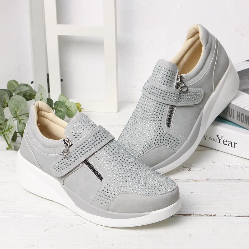 Femmes Mesh Hook Loop Zipper Wedges Baskets Décontractées