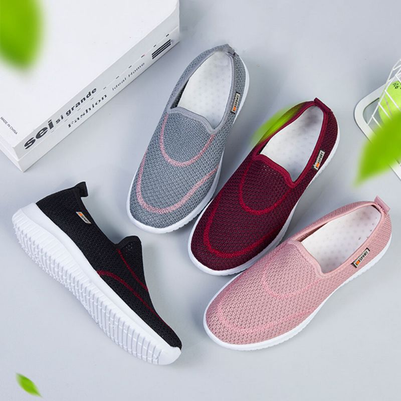 Femmes Mesh Pattern Lazy Slip On Chaussures Décontractées Légères