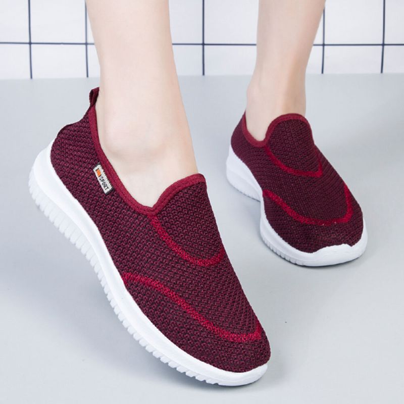 Femmes Mesh Pattern Lazy Slip On Chaussures Décontractées Légères