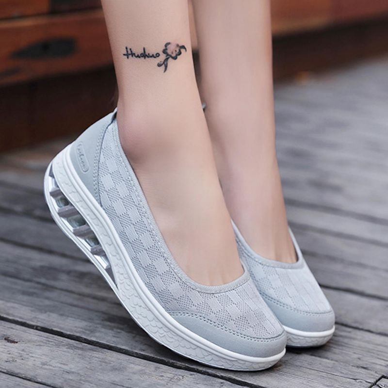 Femmes Mesh Splicing Sport Casual Lace Up Platform Sneakers