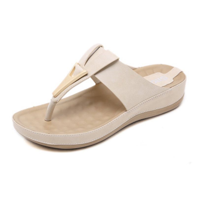 Femmes Métal Décor Plage Casual Confortable Massage Clip Toe Sandales