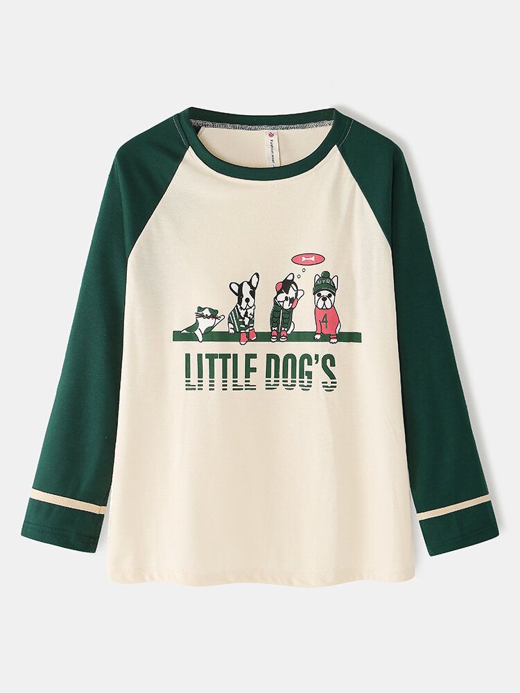 Femmes Mignon Dessin Animé Chien Lettre Imprimer Soutien-gorge Amovible Haut Rembourré Pantalon Lâche Coton Pyjama Ensemble