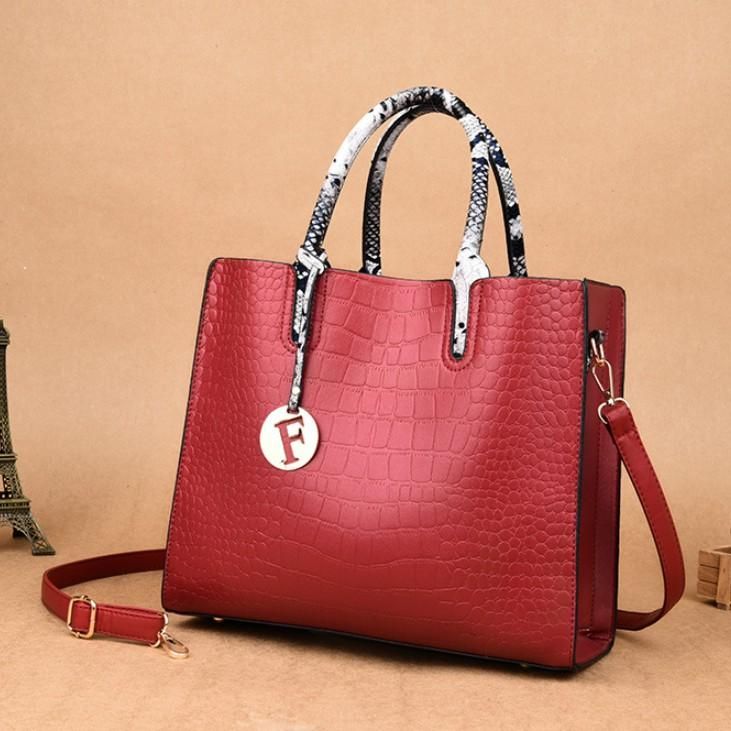 Femmes Mode Elengant Grande Capacité Sac À Main Sac À Bandoulière Crocodile Motif Toe