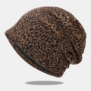 Femmes Motif Léopard Élastique Baotou Chapeau Été Automne Extérieur Parasol Respirant Réglable Crâne Chapeau Bonnet Chapeau