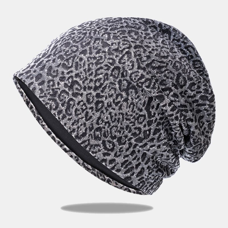 Femmes Motif Léopard Élastique Baotou Chapeau Été Automne Extérieur Parasol Respirant Réglable Crâne Chapeau Bonnet Chapeau