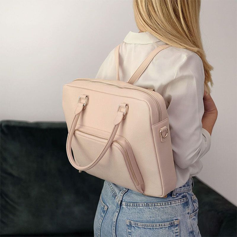 Femmes Multi-porter Multifonction Sac À Dos Mode Casual Grande Capacité 14 Pouces Sac Pour Ordinateur Portable Sac À Bandoulière Sac À Main Sac À Main