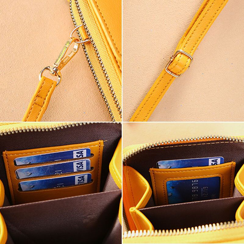 Femmes Multi-slots Flap Magnetic Button Stitch Detail Crossbody Bag Multi-poches Touch Screen On The Back 7 Inch Phone Bag