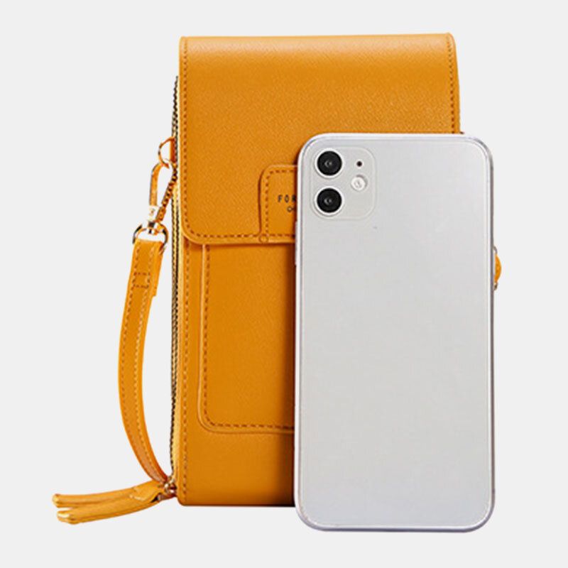 Femmes Multi-slots Flap Magnetic Button Stitch Detail Crossbody Bag Multi-poches Touch Screen On The Back 7 Inch Phone Bag