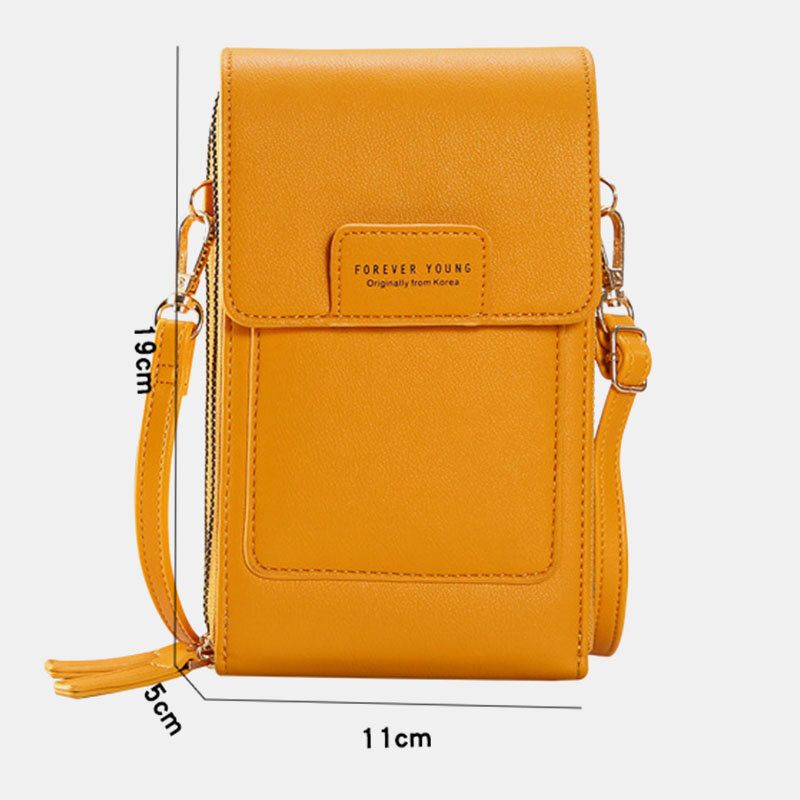 Femmes Multi-slots Flap Magnetic Button Stitch Detail Crossbody Bag Multi-poches Touch Screen On The Back 7 Inch Phone Bag