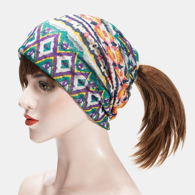 Femmes Multi-usages Impression Turban Casquette Décontracté Été Extérieur Cou Guêtre Bon Élastique Doux Bonnet Chapeau