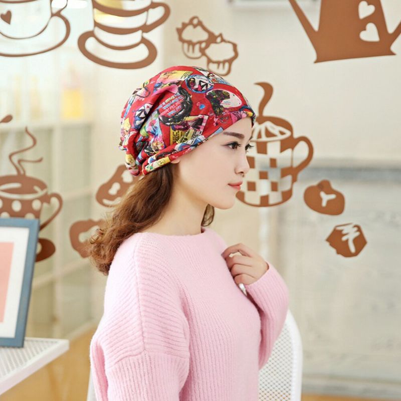 Femmes Multi-usages Impression Turban Casquette Décontracté Été Extérieur Cou Guêtre Bon Élastique Doux Bonnet Chapeau