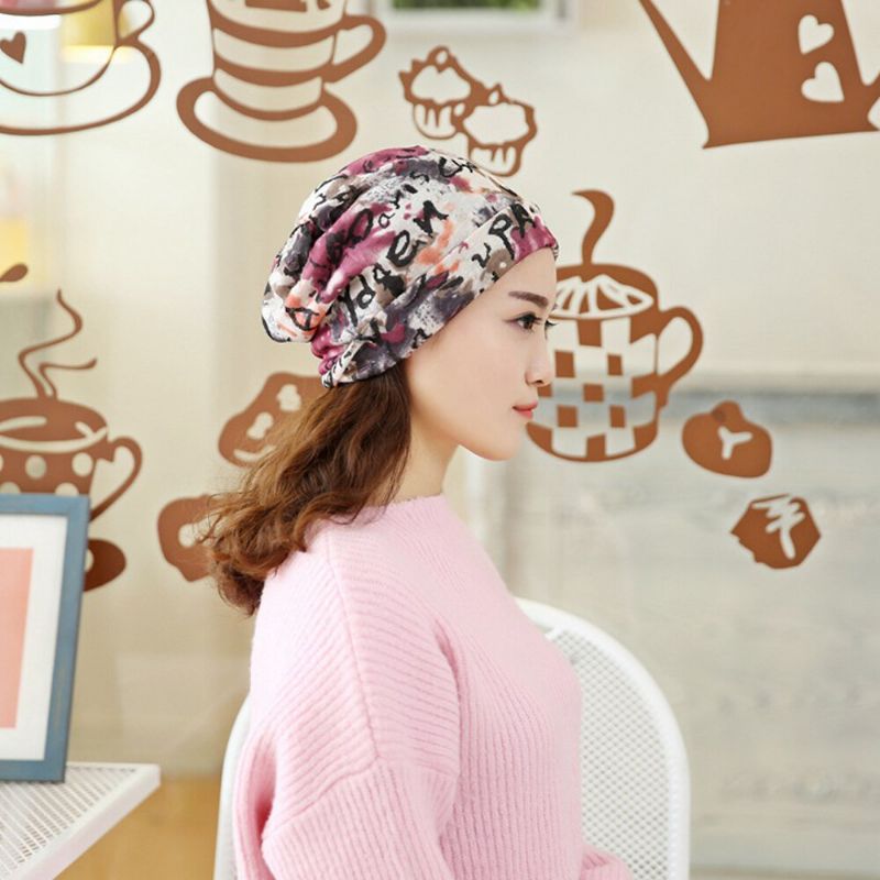 Femmes Multi-usages Impression Turban Casquette Décontracté Été Extérieur Cou Guêtre Bon Élastique Doux Bonnet Chapeau