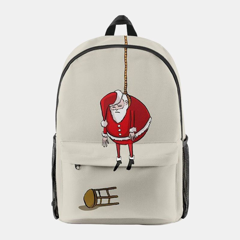 Femmes Noël Festif En Trois Dimensions Elk Père Noël Imprimer Casual Universal School Bag Sac À Dos