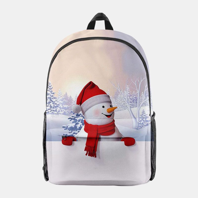 Femmes Noël Festif En Trois Dimensions Elk Père Noël Imprimer Casual Universal School Bag Sac À Dos