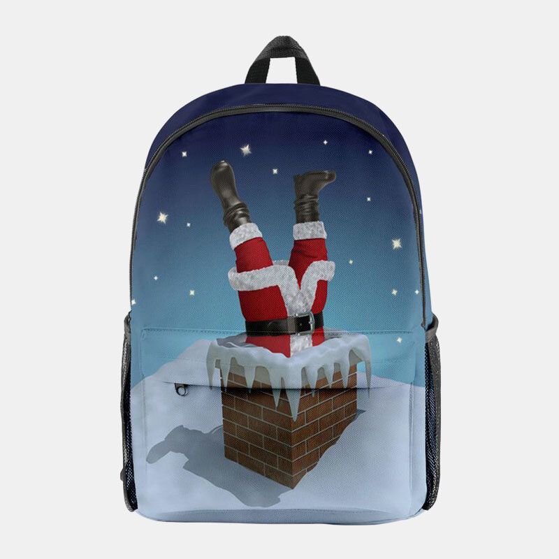 Femmes Noël Festif En Trois Dimensions Elk Père Noël Imprimer Casual Universal School Bag Sac À Dos