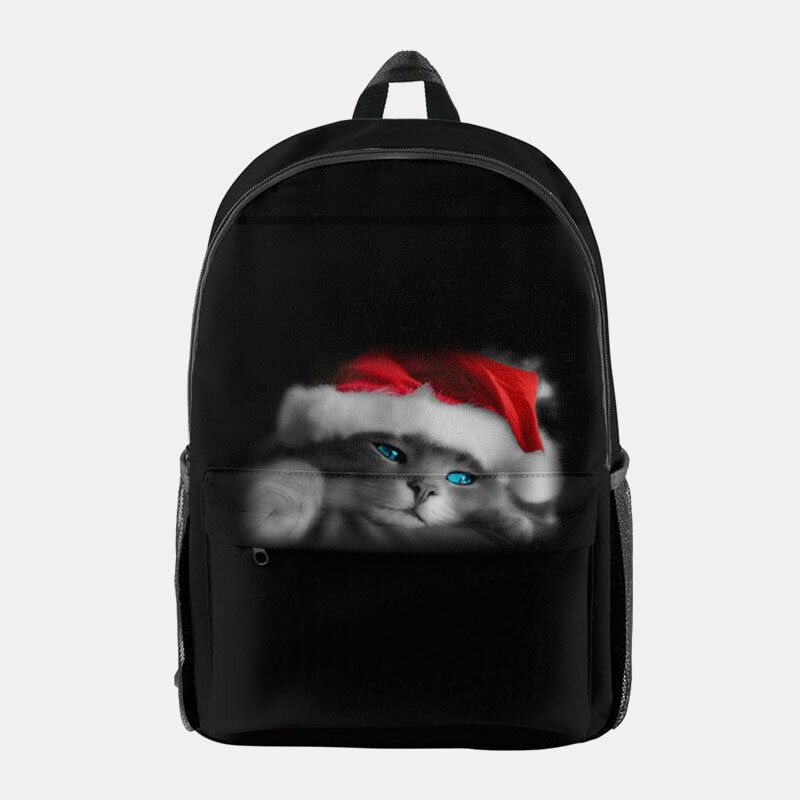 Femmes Noël Festif En Trois Dimensions Elk Père Noël Imprimer Casual Universal School Bag Sac À Dos